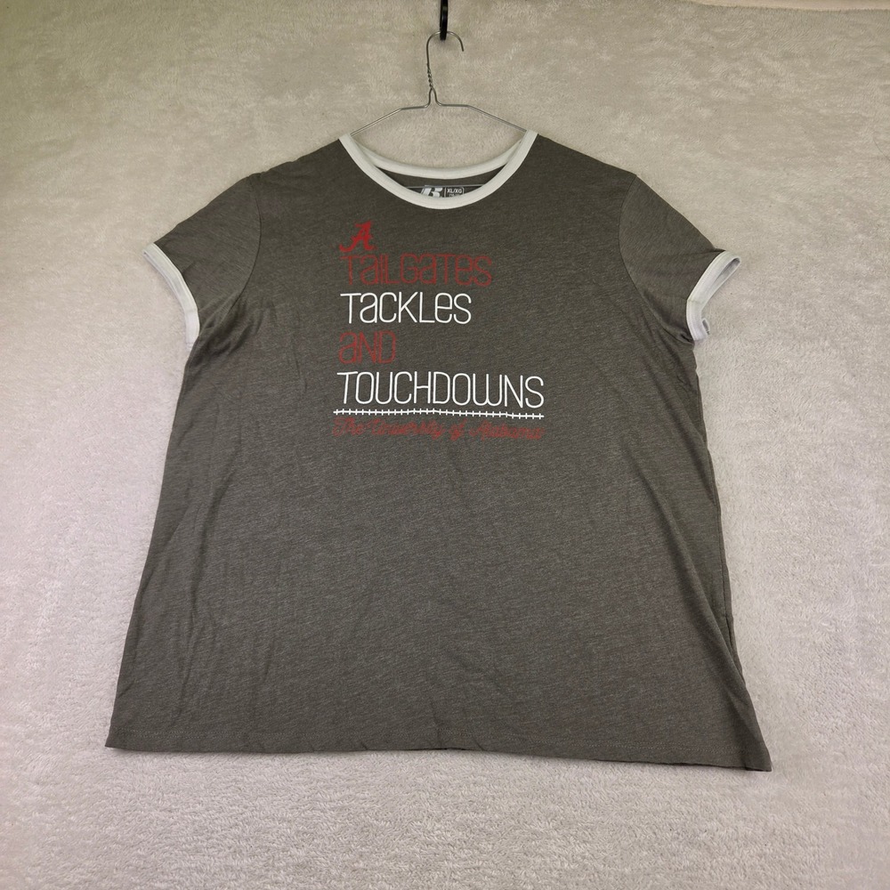 Russell Alabama Crimson Tide Ringer T-Shirt XL Gray Tailgates Tackles Touchdowns